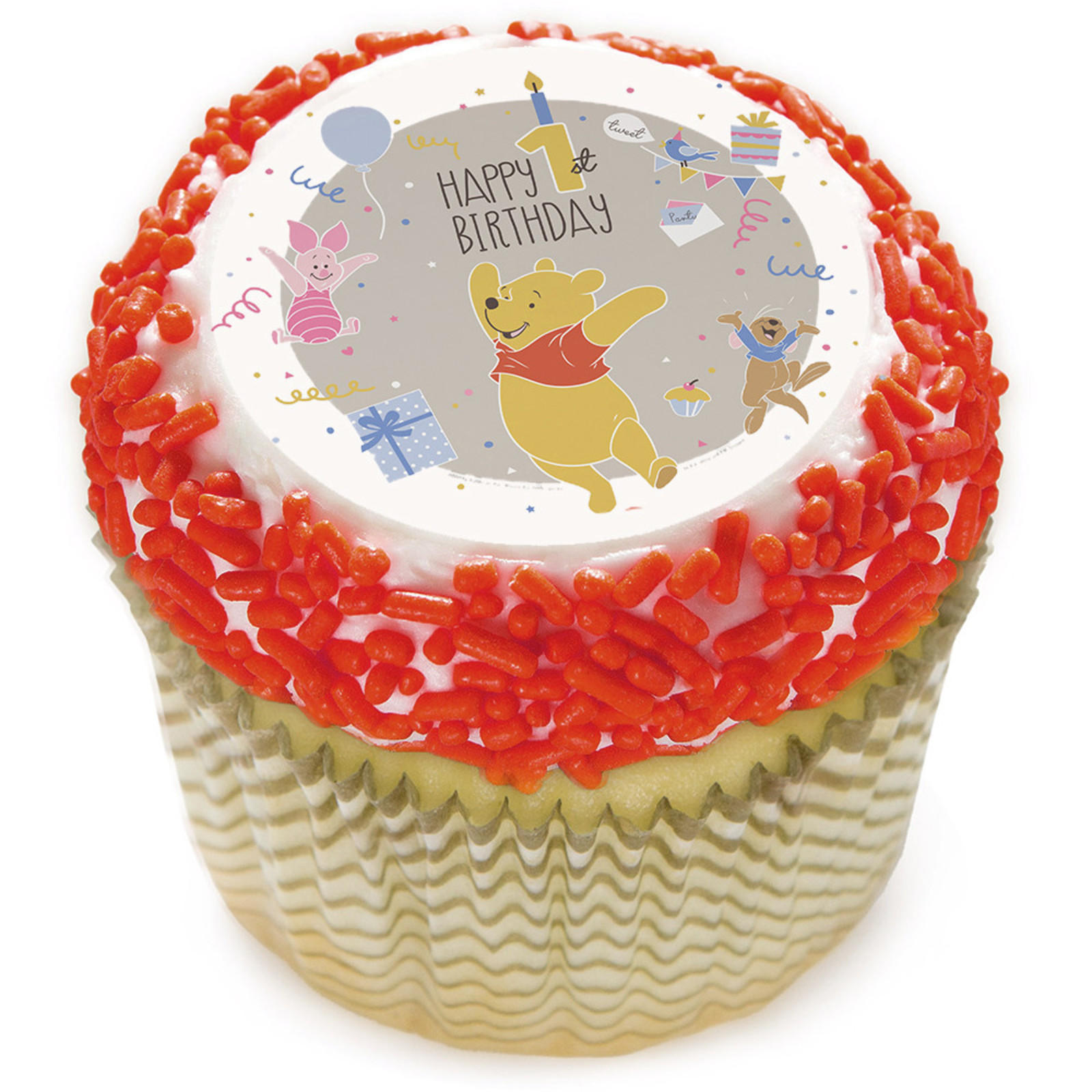 Winnie the Pooh 1st Birthday 2" Edible Cupcake Topper (12 Images)