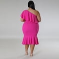 thumbnail image 6 of AURA Women Plus Size Sleeveless Midi Dress Casual Slim Fit Summer Ruffle Hem Dress, 6 of 7