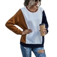thumbnail image 1 of Sudadera de Mujer 3 Colores Empalme Estilo Suelto Transpirable Manga Larga Otoño Invierno Sudadera con Capucha para Diario Café Azul Marino XL, 1 of 6