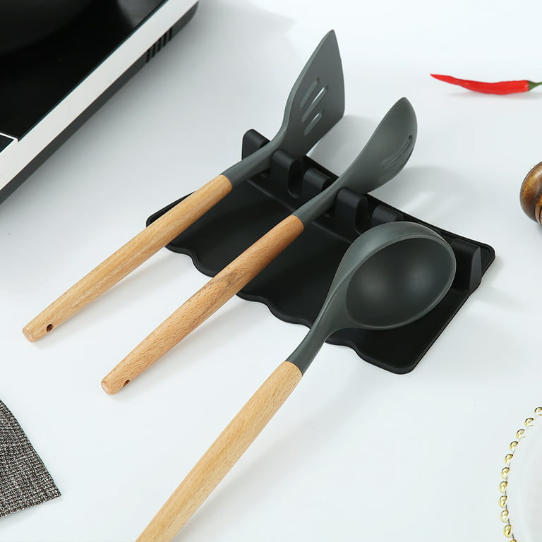 US$ 6.98 - Silicone Spoon Rest, Kitchen Utensil Rest Cooking Spoon Holder -  m.