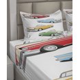 thumbnail image 4 of Ambesonne Colorful Fitted & Top Sheet Set with Shams, Roadsters Old Vintage, Multicolor, 4 of 5