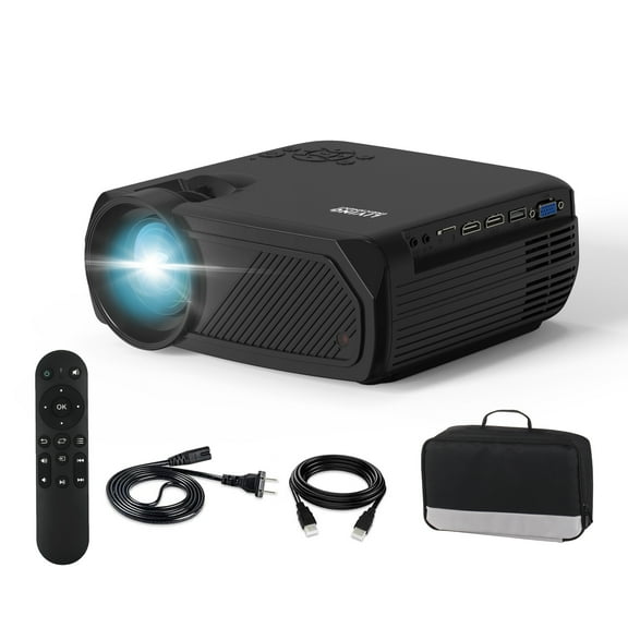 Living Enrichment Mini Projector Bluetooth, Portable Movie Projector Upgraded 1080P HD Supported, 7000L, with Carry Bag, Compatible with HDMI VGA USB for Home Outdoor Movies
