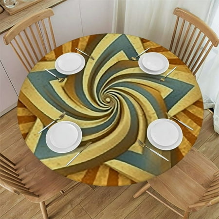 

Plo0ole Round Edge Closing Tablecloth Burnt Orange Elastic Edged Tablecloth Spiral Twisty Lines Look Like Sun Fit Round Tables Diameter Buffet Table/Parties/Holiday Dinner Tan Golden 46-50
