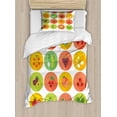thumbnail image 1 of Fruit Twin Size Duvet Cover Set, Food Icons Cucumber Avocado Garlic Grape Kale Plum Tangerine Turnip and Strawberries, Decorative 2 Piece Bedding Set with 1 Pillow Sham, Multicolor, by Ambesonne, 1 of 3