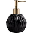 thumbnail image 2 of Ceramics Gold Soap Dispenser for Bathroom, Round Soap Dispenser with Delicate Embossed Rhombus Design (Black), 2 of 7