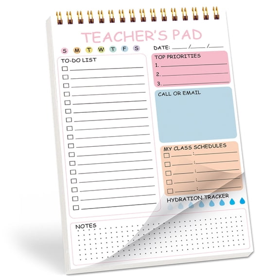 Portable Teacher Journal Twin Coil Binding Daily Planner 52 Sheets for Planning