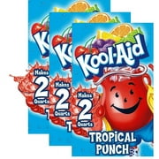 Pack Of 3 Tropical Kool-Aid Unsweetened Tropical Punch Artificially Flavored Powdered Drink Mix, 0.16 Oz. Packet