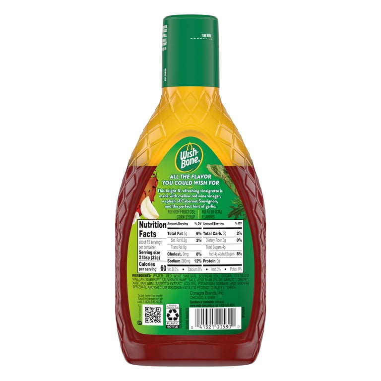 Wish-Bone Red Wine Vinaigrette Salad Dressing, 15 fl oz - Walmart.com Wish-Bone Red Wine Vinaigrette Salad Dressing, 15 fl oz - Walmart.com
