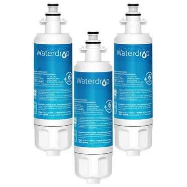 Waterdrop 469690 ADQ36006101 NSF 42&372 Certified Refrigerator Water Filter, Replacement for LG® LT700P®, Kenmore® 9690, ADQ36006102, 46-9690, LFXS30766S, WSL-3, FML-3, 3 Pack, Package may vary