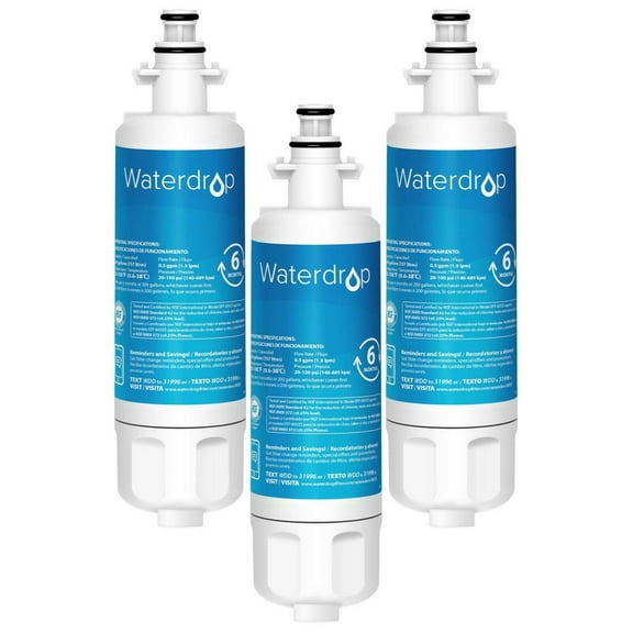 Waterdrop 469690 ADQ36006101 NSF 42&372 Certified Refrigerator Water Filter, Replacement for LG® LT700P®, Kenmore® 9690, ADQ36006102, 46-9690, LFXS30766S, WSL-3, FML-3, 3 Pack, Package may vary