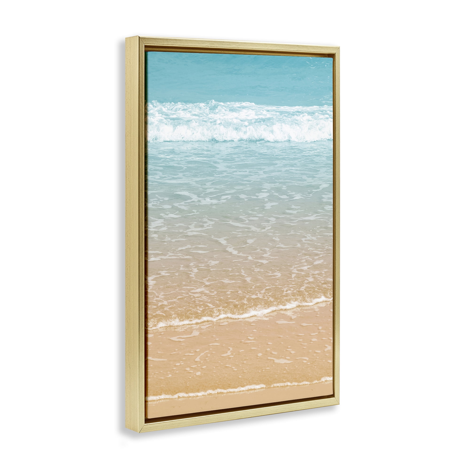 Stupell Industries Clear Summer Waters Nautical & Beach Photography Gold Floater Framed Canvas Art Print Wall Art, 21 x 31
