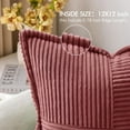 thumbnail image 2 of Cranberry Red Corduroy Pillow Covers 12x12 inch with Splicing Set of 2 Super Soft Couch Pillow Covers Broadside Striped Decorative Textured Throw Pillows for Cushion Bed Livingroom, 2 of 12