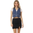 thumbnail image 5 of Made by Olivia Women's Jean Vest Crop Denim Top Button Down Waistcoat Vest Sleeveless Jacket, 5 of 7