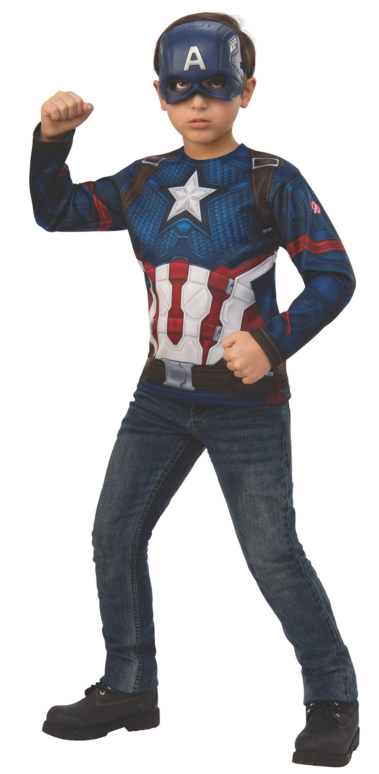 NEW Marvel Avengers End Game kids Captain America Hoodies T-Shirt With Mask 