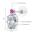 thumbnail image 5 of Gem Stone King 14k White Gold White Topaz and Pink Sapphire Earrings for Women (2.76Cttw, GemstoneNovember Birthstone, Oval 8X6MM, Round 2.5MM), 5 of 5