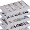 thumbnail image 4 of High-capacity Velvet Stackable Hard Tray Case Jewelry Packaging Display Storage Box Portable Ring Holder Necklace Organizer Box style3, 4 of 6