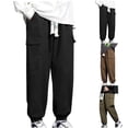 thumbnail image 1 of Fengqque Man Solid Color Large Size Leisure Easy Add Fertilizer Enlarge Overalls Trousers Coffee 10(XL), 1 of 3