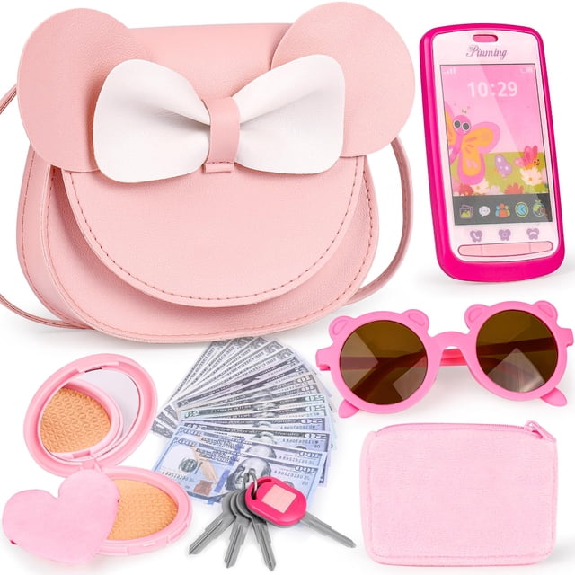 Oisacirg Set de bolso de juego para niñas de 23 piezas con juguetes de maquillaje