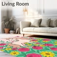 thumbnail image 2 of ODIKA 6x9 Machine Washable Non-Slip Area Rug, Garden Hook Kit with Floral Meadow Motif Creation High Traffic Rug with Pad, Pink, 645767, 2 of 8