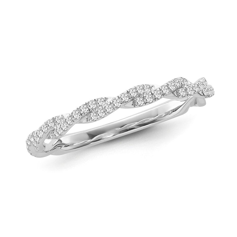 10k White Gold and Diamond Twist Ring 1/2 cttw, I-J Color, I3 Clarity