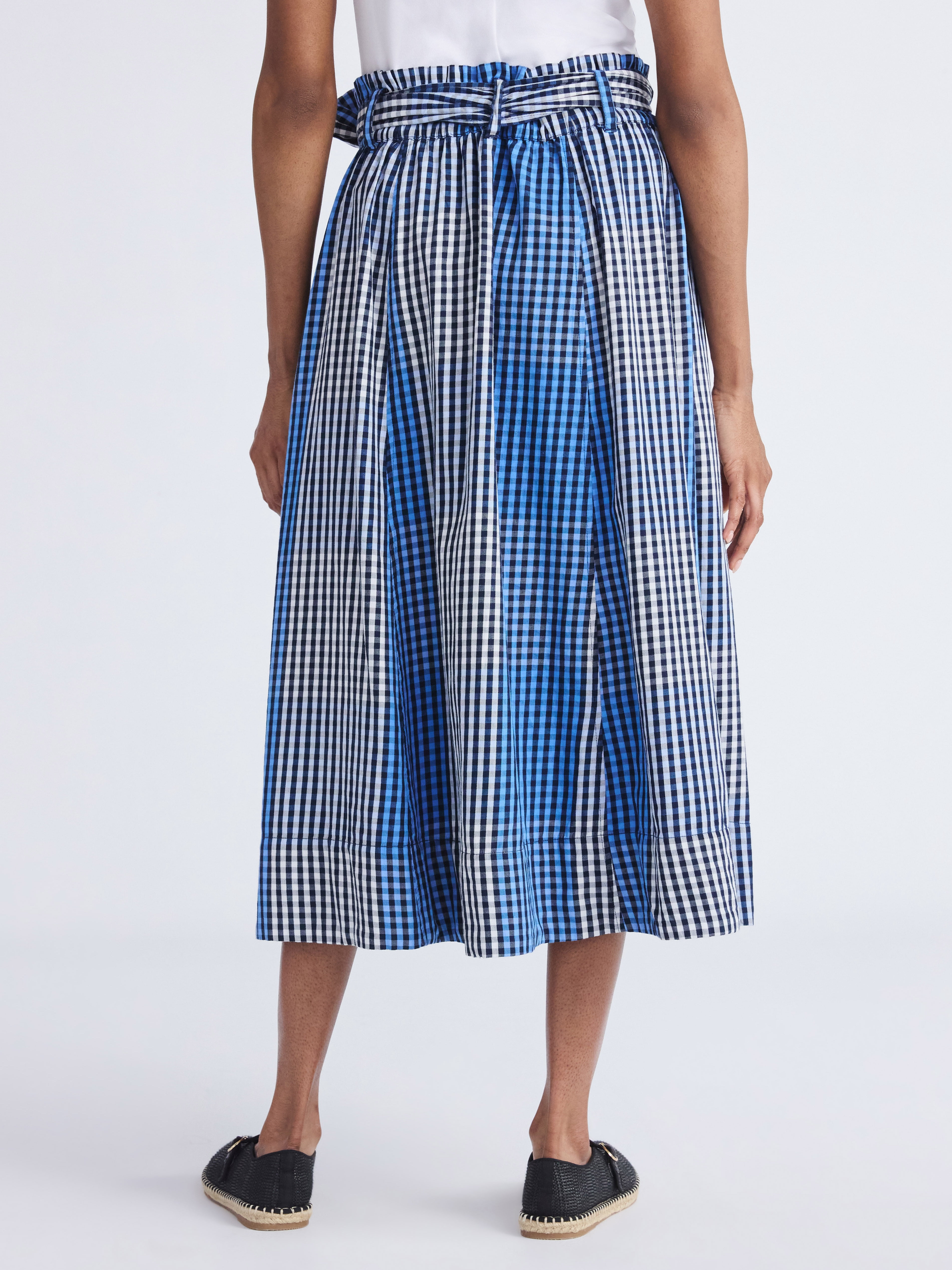 Free Assembly Women's and Women's Plus Cotton Button Front Midi Skirt with Paperbag Waist, Sizes XS-4X