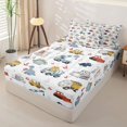 thumbnail image 2 of Metsweet Cute Dinosaur Zipper Twin Comforter Sets with Fitted Sheet and 2 Pillowcases, Cartoon Construction Truck Zipper Bedding Set,4-Piece, 2 of 6