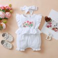 thumbnail image 2 of LAPAKIDS Baby Girls Romper Jumpsuit Bodysuit with Headband Summer Clothes Outfits 12-18 Months, 2 of 7