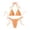 Orange, variant on Delconic Women’s Triangle Bikini Set with Adjustable Halter Top and Tie Side Bottoms Striped Print Two Piece Swimsuit for Beach Pool
