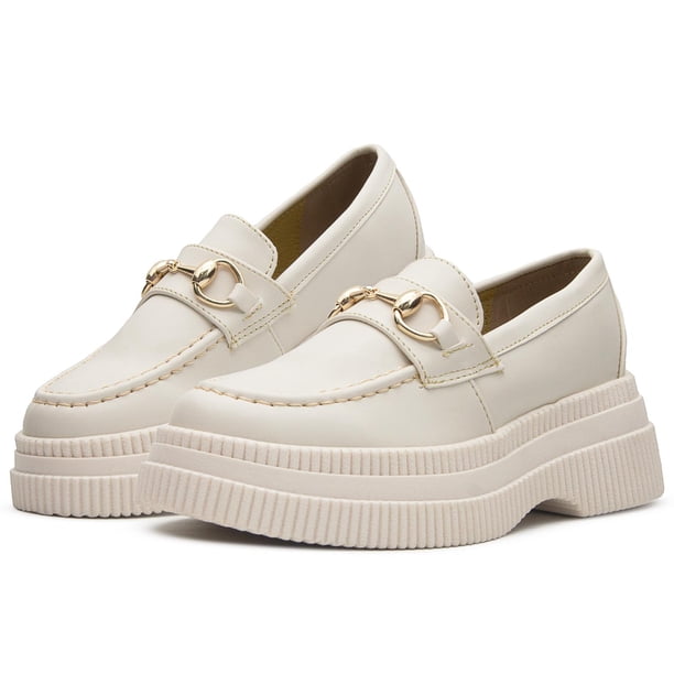 Elegante Mocasín Única Para Mujer Formal Color Charol Latte beige 24
