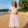 thumbnail image 4 of Vsdgher Cute Rabbit for Womens Summer 2025 Casual Midi Maxi Dresses Lightweight Short Sleeve Round Neck Beach Dress -Large, 4 of 7