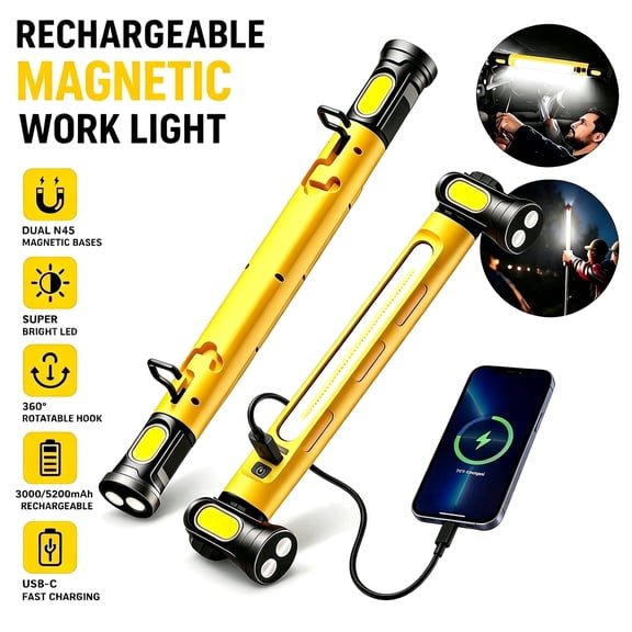 SAISI Magnetic COB LED Work Light, 5 Modes Rechargeable Mechanic Lamp for Garage Auto Repair Camping