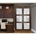 thumbnail image 3 of Solid French Double Doors 56 x 96 inches Frosted Glass | Lucia 2552 Chocolate Ash | Wood Solid Panel Frame Trims | Closet Bedroom Sturdy Doors, 3 of 6