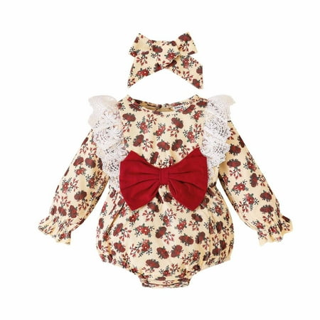 

Odeerbi Baby Bodysuit Layette Onesies for Toddler Autumn Spring Girls Boys Cute Romper Long Sleeve Button Sweatshirt Jumpsuits Headband Set Red