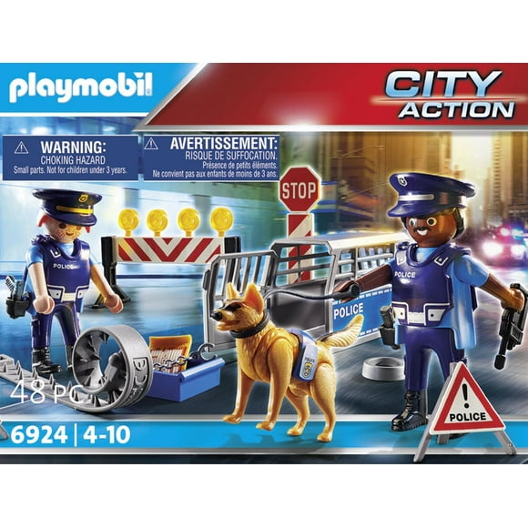 Playmobil Police Roadblock, with police dog