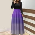 thumbnail image 2 of Robes de Soirée Femmes Décontractées Imprimées Col Rond Manches Longues Patchwork Ligne A Robe Fluide Longue Robe Maxi Robe d'Automne pour Femmes P-74 Violet G, 2 of 5