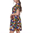 thumbnail image 2 of Easygdp Bowling Colorful para Vestido Transpirable de Mujer, Vestido Suelto de Manga Corta con Pliegues y Bolsillos para el Verano, 2 of 6