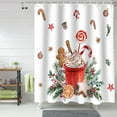 thumbnail image 6 of Christmas Shower Curtain Gingerbread Candy Cane Shower Curtains for Bathroom Decor Xmas Ball for Christmas Decoration Bath Curtains Sets with Hooks Waterproof 72" W x 72" L, 6 of 6