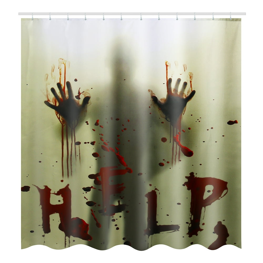 180x180cm Scary Help with Bloody Hands Halloween Shower Curtains
