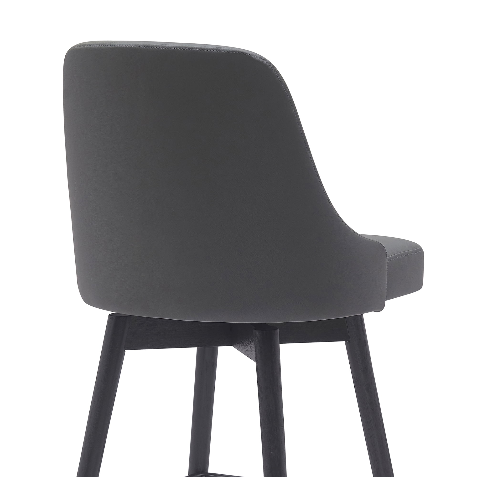 Armen Living Indoor Sicily 26" Swivel Walnut Wood Counter Stool in Gray Faux Leather