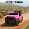 thumbnail image 3 of 24V 2 Seater Ride on Car for Kids, Licensed Chevrolet Silverado Ride on Toys Truck with Remote Control, Bluetooth, LED Lights, Kids Cars Electric Vehicles for Boys Girls Ages 3-8 Gifts, Pink, 3 of 10