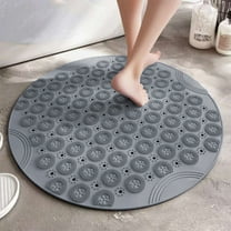 Fmbmuo Art Deco Bathroom Rugs Flat Pile Waterproof Circular Bath Mat Rubber 21.6x21.6in Gray