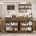 thumbnail image 2 of 63" Large Buffet Cabinet with 4 Doors and 3 Drawers, Farmhouse Buffet Sideboard Cabinet with Storage, Coffee Bar Wine Bar for Dining Room, Living Room, Honey Brown, 2 of 7