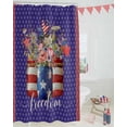 thumbnail image 3 of 4th of July Floral Vase Shower Curtain, Blue Red Shower Curtain Set with Hooks, Spring Summer Waterproof Fabric Shower Curtains for Bathroom Decor, 72x72 Inch Bath Curtain, 3 of 6