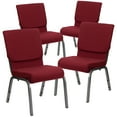 thumbnail image 2 of Emma + Oliver 4 Pack 18.5"W Stacking Church Chair in Burgundy Fabric - Silver Vein Frame, 2 of 10