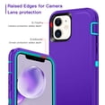 thumbnail image 2 of I-HONVA For iPhone 11 Case,3-Layer Military Grade Drop Protection Anti-Slip Bumper Rugged Shockproof Dustproof Protection 6.1 inch Phone Case,Purple Turquoise, 2 of 7
