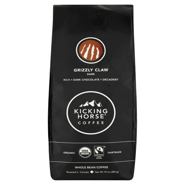 Kicking Horse Coffee Grizzly Claw Dark Whole Bean Coffee, 10 oz, 6 pack