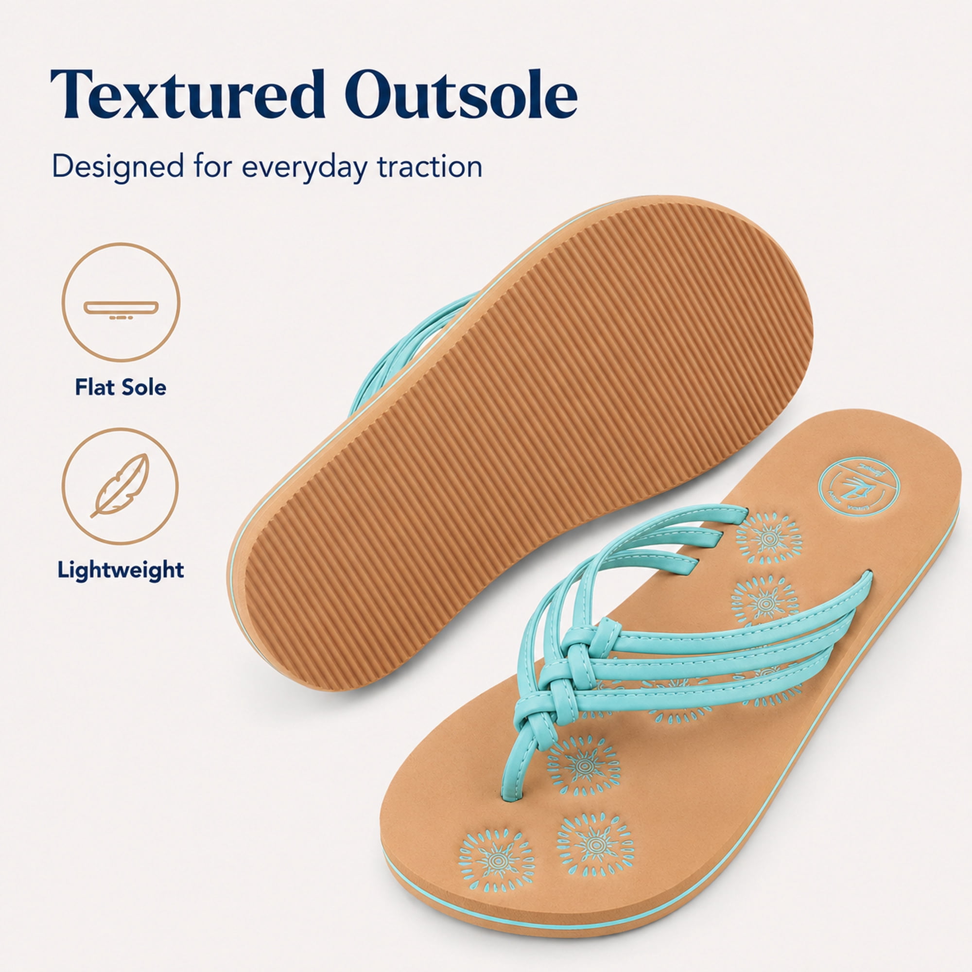 AERUSI Livi Life Women's Indoor or Outdoor Casual Walking Flip Flop Sandals (Aqua)