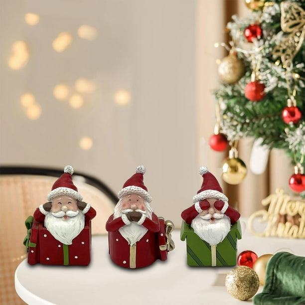 3 Piezas Estatuas de Papá Noel de Navidad, Figuras de Papá Noel de Resina, Figuras en Miniatura para Regalos para el hogar de Dormitorio de Mesa