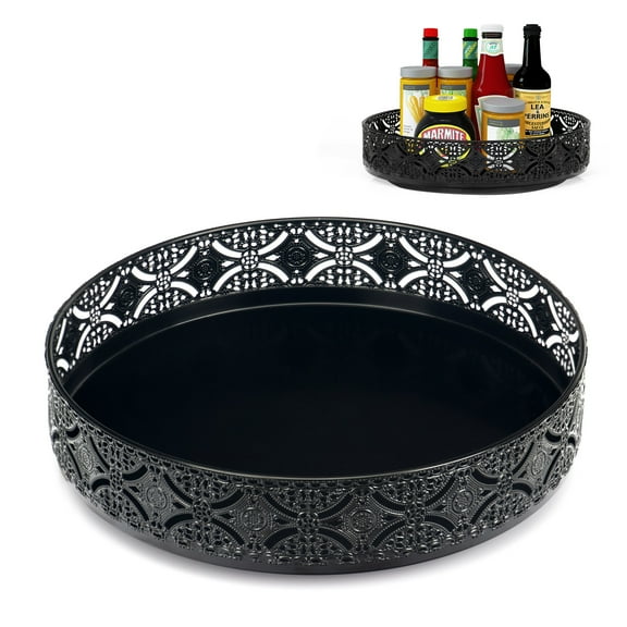 Zumeler Metal Non-Slip 10 12 Inch 2-Tier Turntable Rack for Cabinet, Pantry and Storage