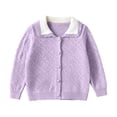 thumbnail image 4 of DJDLJWCJ Toddler Girls Cardigan Sweater Long Sleeve Knit School Uniform Sweater Loose Fit Button Down Cardigan Outerwear Purple Size 4T, 4 of 10